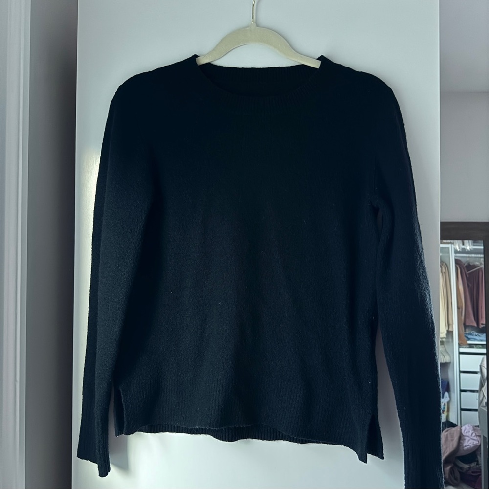 JCREW REIMAGINED | BLACK CLASSIC CREW NECK SOFT COZY EVERYDAY ESSENTIALS SWEATER - Picture 2 of 6